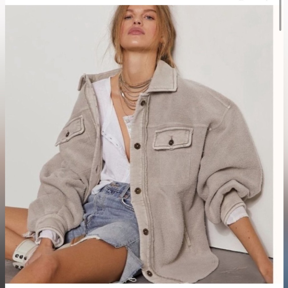 Free People Ruby Shacket Jacket in Stone XL
